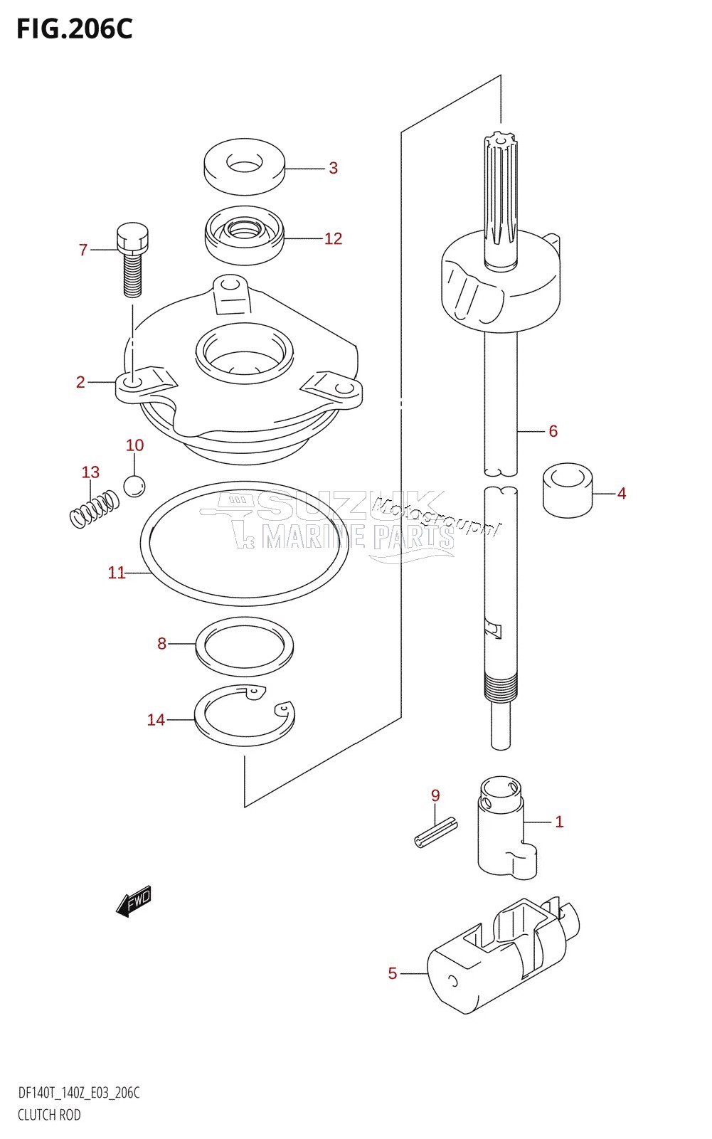 CLUTCH ROD (DF140Z:(K2,K3,K4,K5,K6))