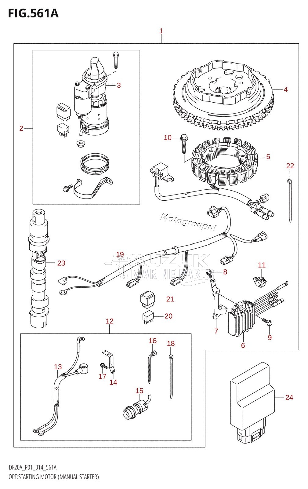 OPT:STARTING MOTOR (MANUAL STARTER) (DF9.9B:P01:M-STARTER)