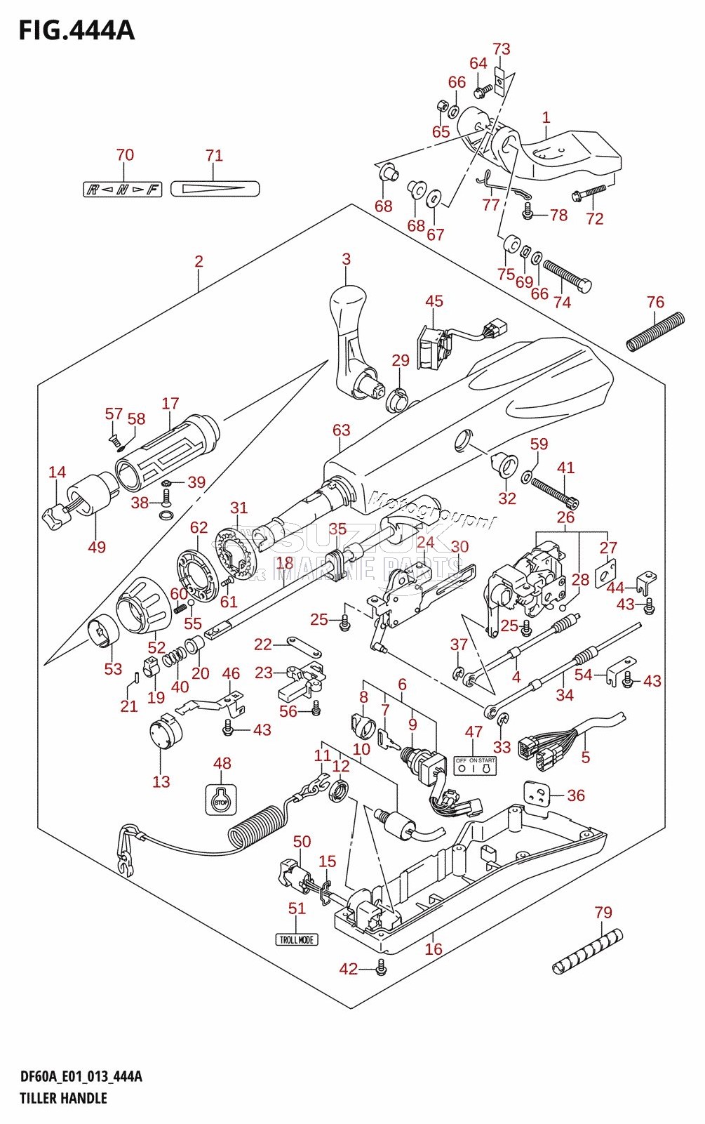 TILLER HANDLE (DF40AQH:E01)