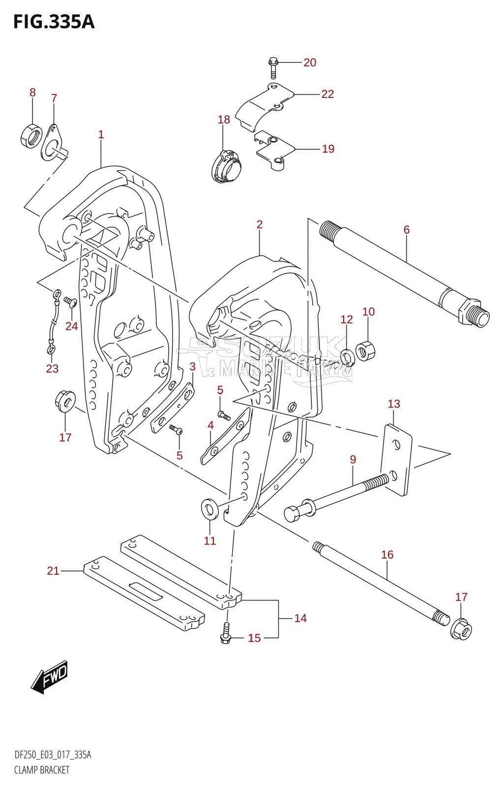 CLAMP BRACKET (DF200T:E03:X-TRANSOM)