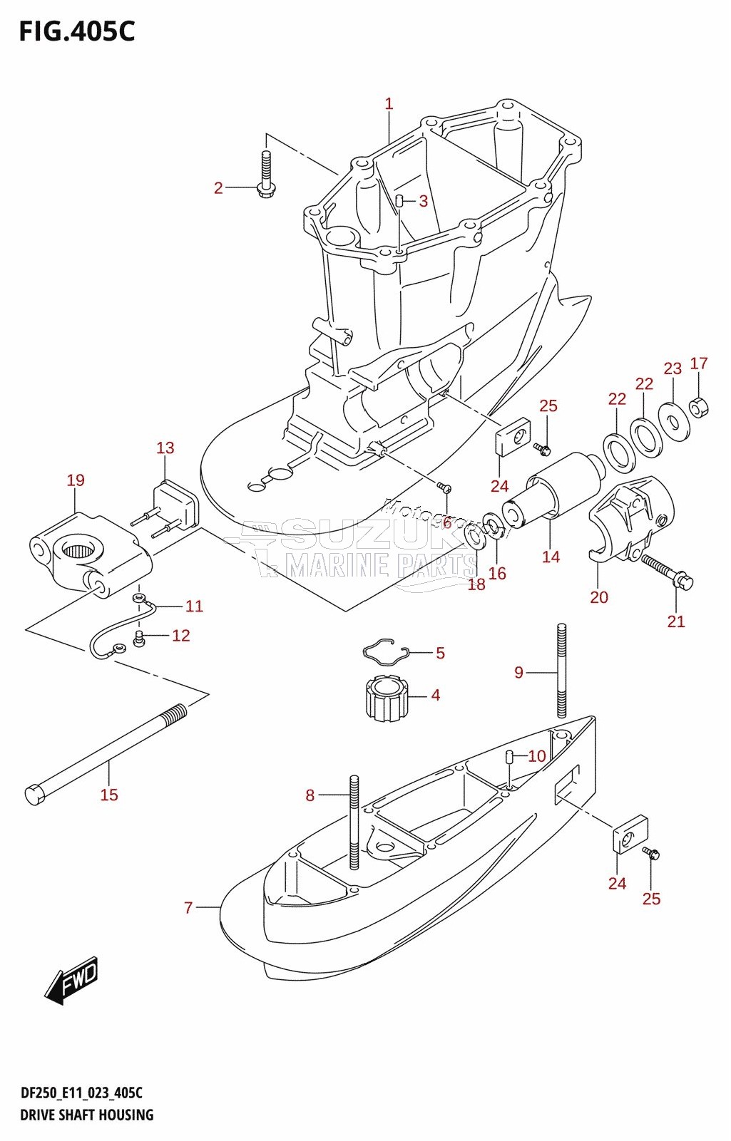 DRIVE SHAFT HOUSING ((DF250T,DF250Z,DF225T,DF225Z,DF200T,DF200Z):XX-TRANSOM)