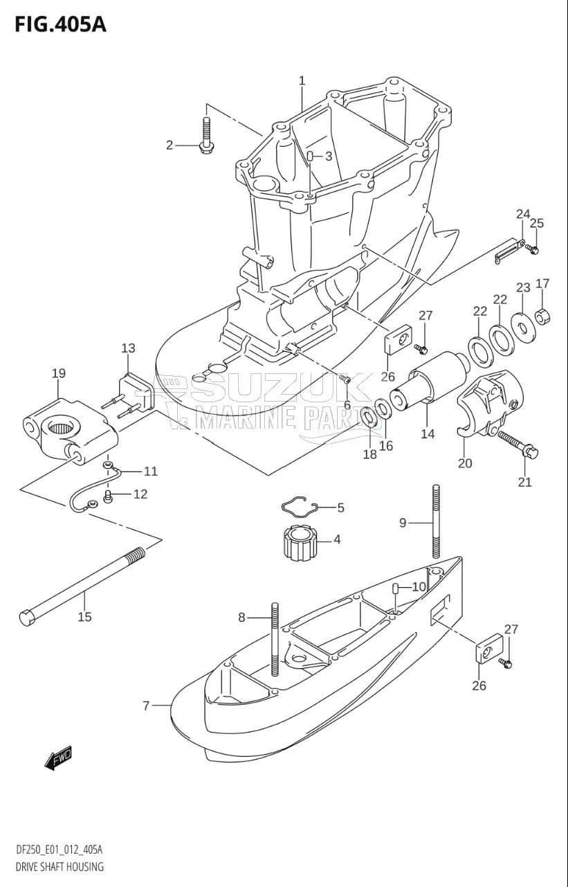 DRIVE SHAFT HOUSING (DF200T:E01:(X-TRANSOM,XX-TRANSOM))