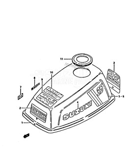 DT3.5 From 0351-200000 ()  1982 drawing ENGINE COVER (MODEL G /​ J)