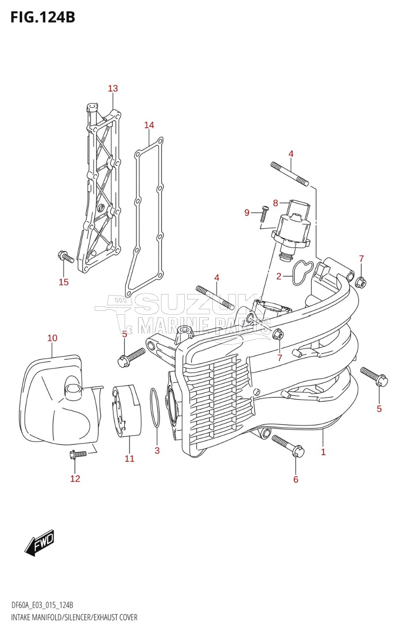 INTAKE MANIFOLD / SILENCER / EXHAUST COVER (DF50A:E03)