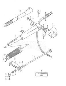 Outboard DT 40 drawing Tiller Handle (1986 to 1992)