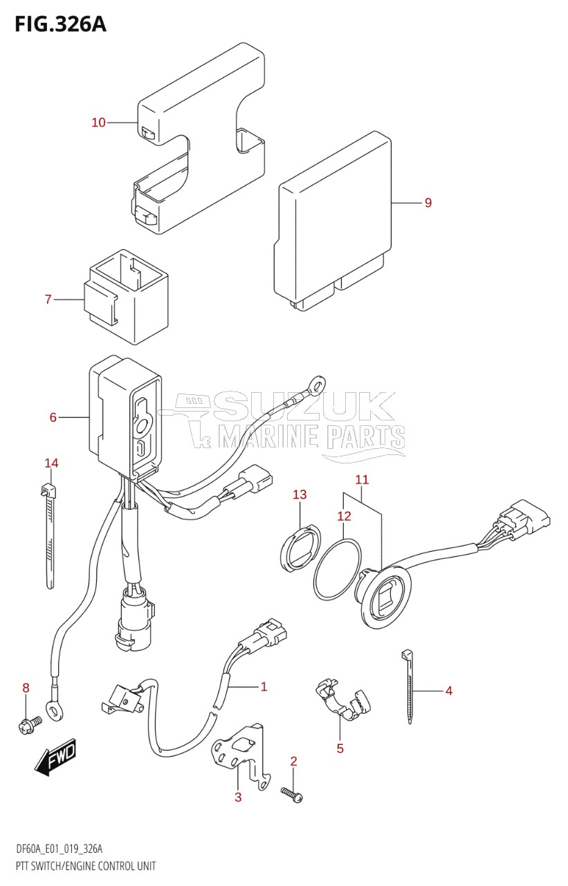 PTT SWITCH / ENGINE CONTROL UNIT (DF40A:E01,DF40ATH:E01)