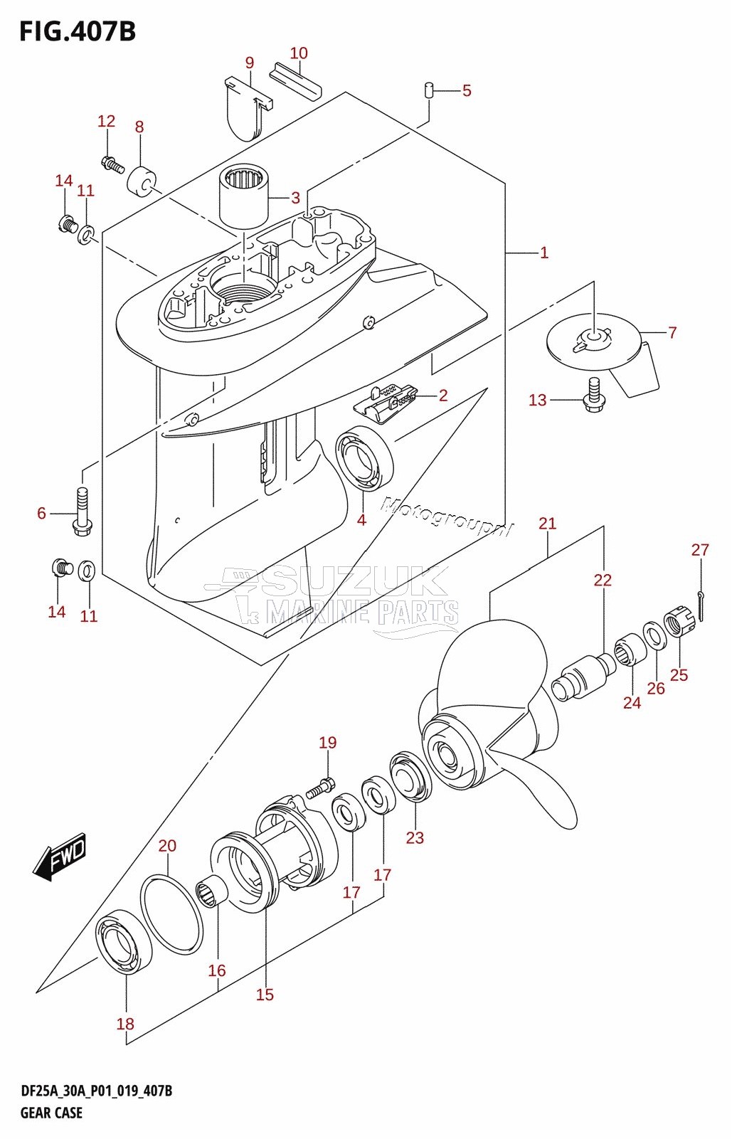 GEAR CASE (DF25AT,DF25ATH,DF30A,DF30AT,DF30ATH)