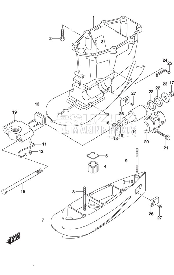 Drive Shaft Housing w/Transom (X) & (XX)