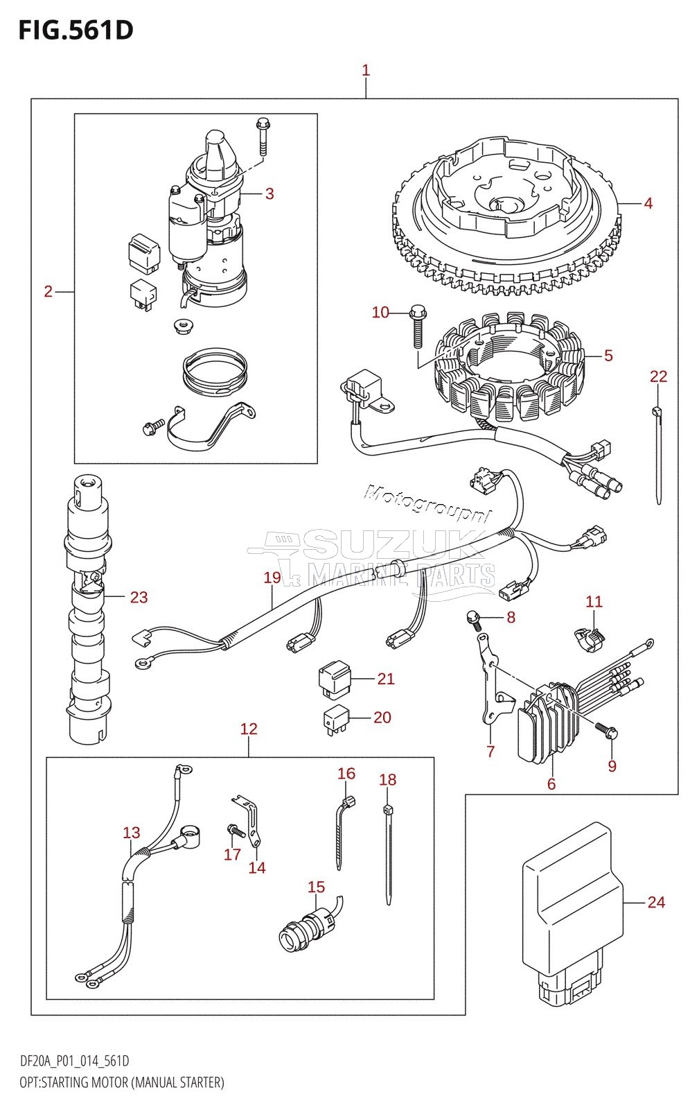 OPT:STARTING MOTOR (MANUAL STARTER) (DF20A:P40:M-STARTER)