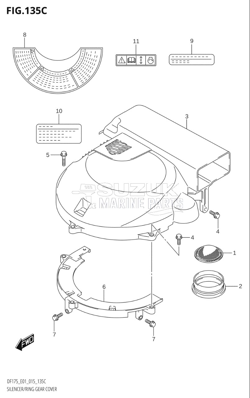 SILENCER / RING GEAR COVER (DF150TG:E01)