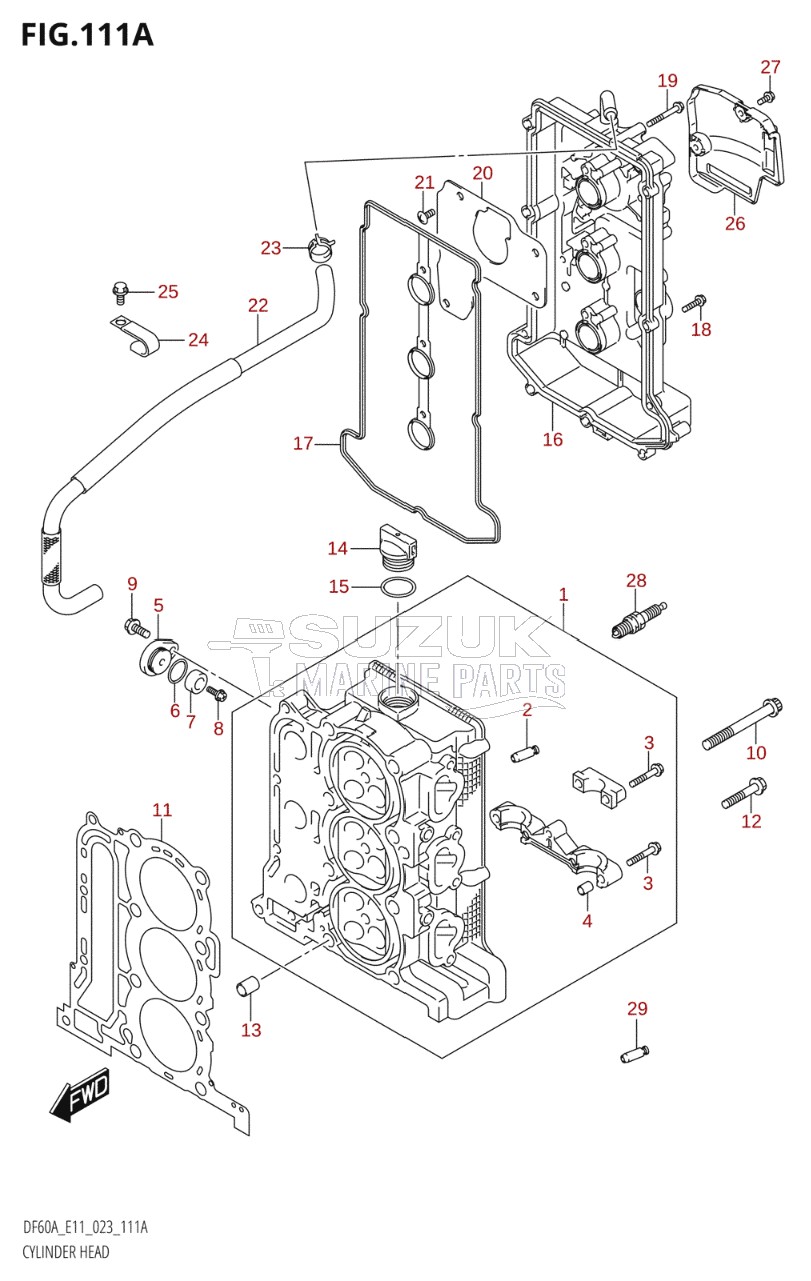 CYLINDER HEAD ((020,021):(DF40A,DF40AQH,DF40ATH,DF50A,DF50ATH,DF50AVT,DF50AVTH))