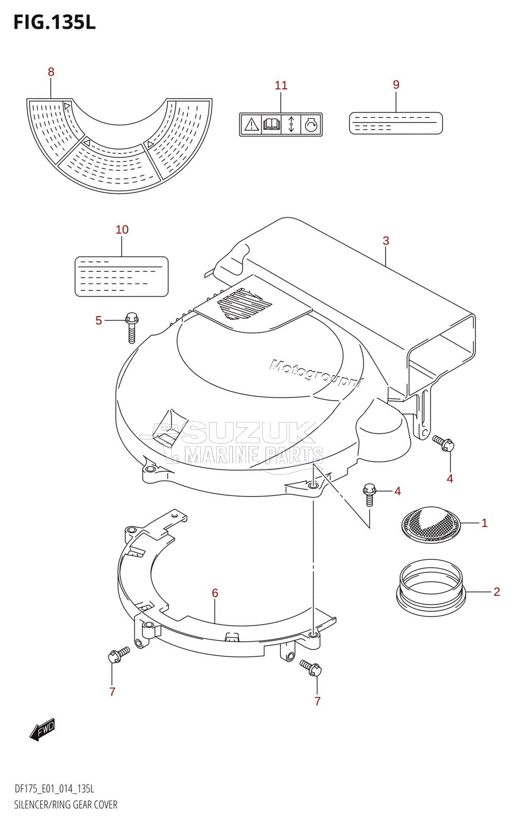 SILENCER /​ RING GEAR COVER (DF175TG:E01)