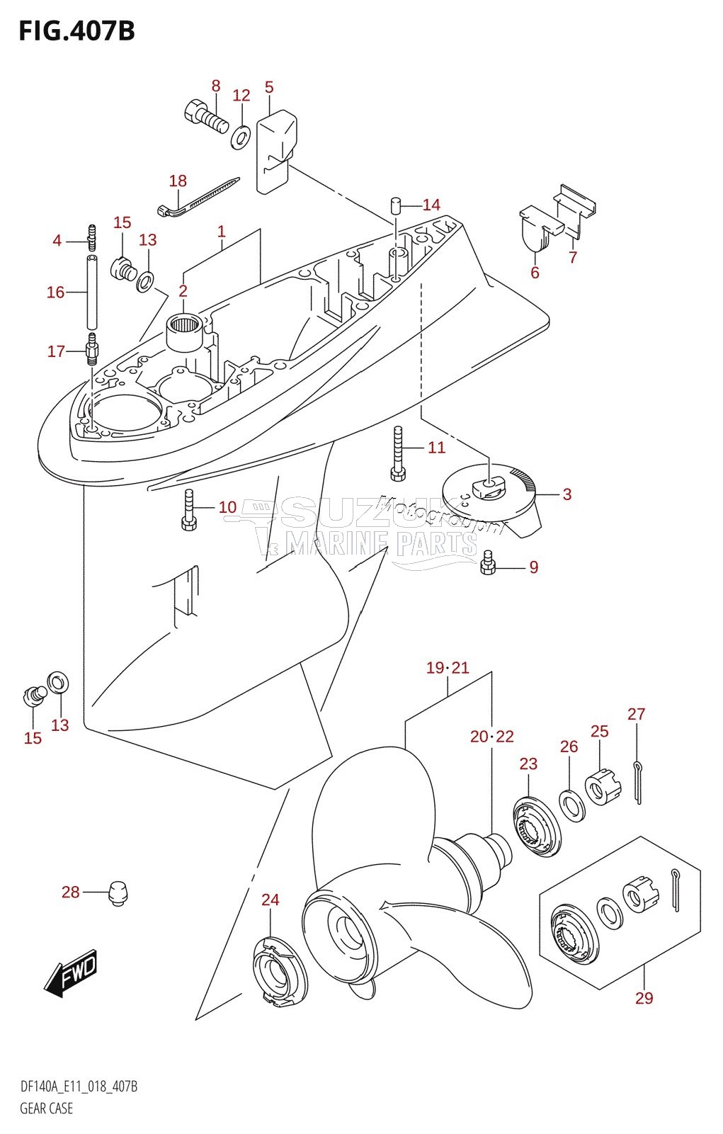 GEAR CASE (DF115AT:E11,DF140AT:E11)