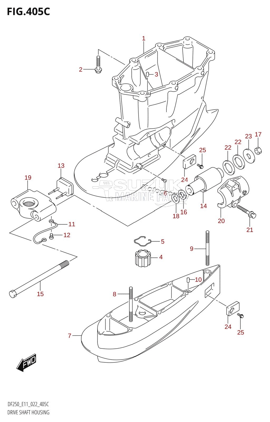 DRIVE SHAFT HOUSING ((DF250T,DF250Z,DF225T,DF225Z,DF200T,DF200Z):XX-TRANSOM)