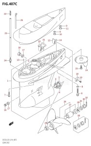 DF225Z From 22503Z-410001 (E01 E40)  2014 drawing GEAR CASE (DF200Z:E01)