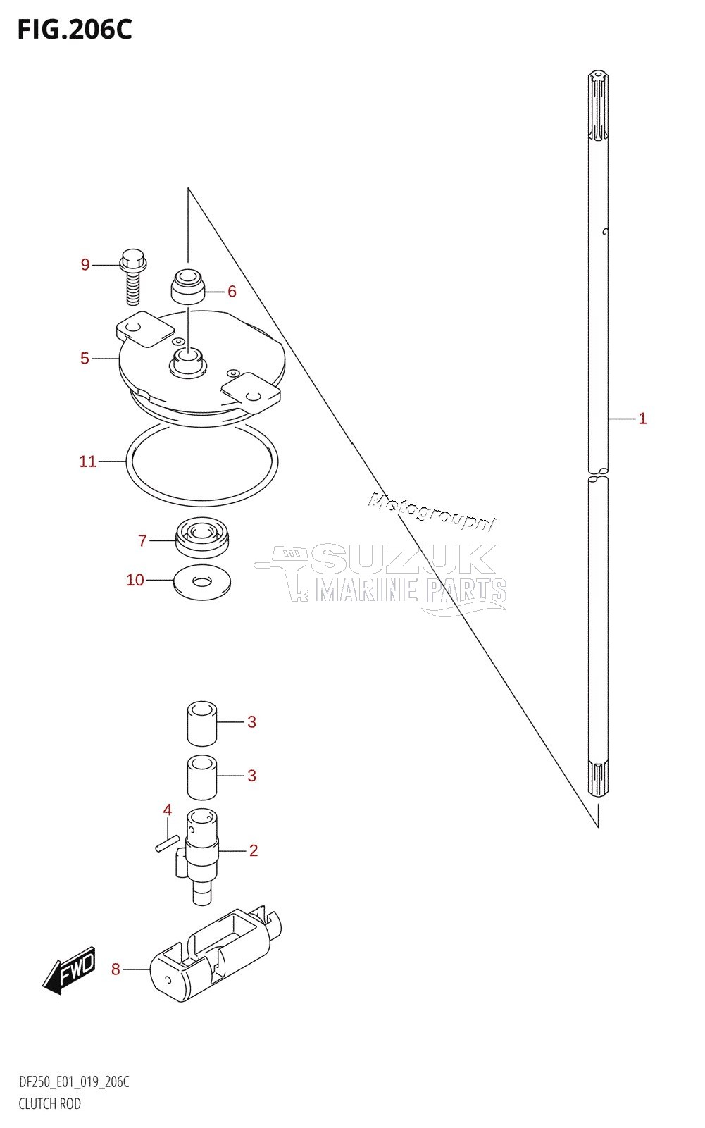 CLUTCH ROD (DF200T:E40,DF200Z:E40)