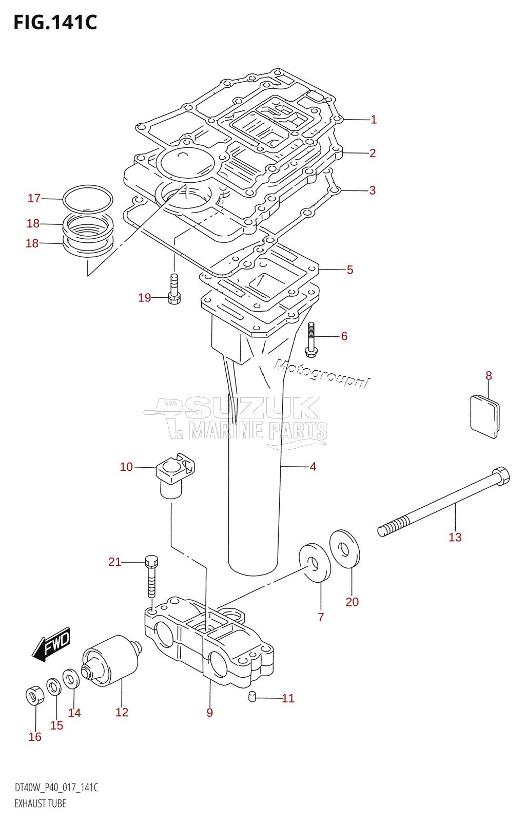 EXHAUST TUBE (DT40WR:P40)