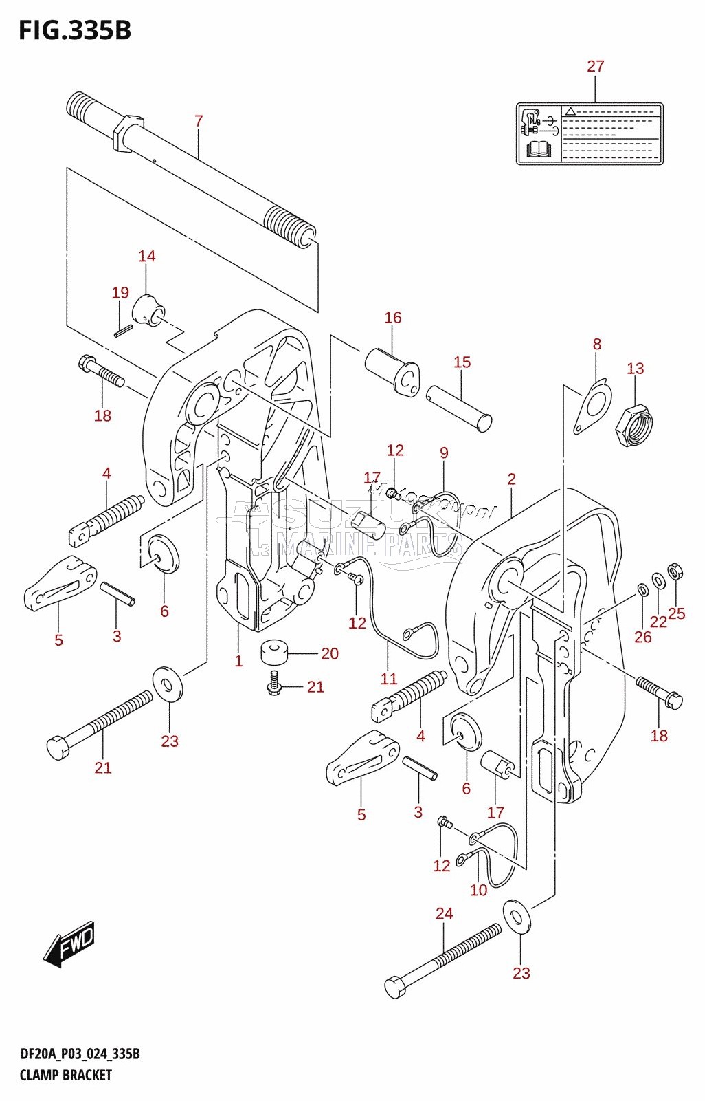 CLAMP BRACKET (DF9.9BT,DF9.9BTH,DF15ATH,DF20AT,DF20ATH)