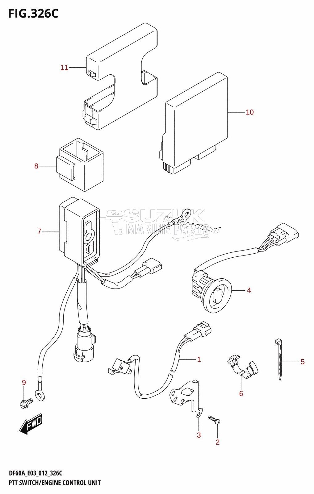 PTT SWITCH /​ ENGINE CONTROL UNIT (DF60A:E03)