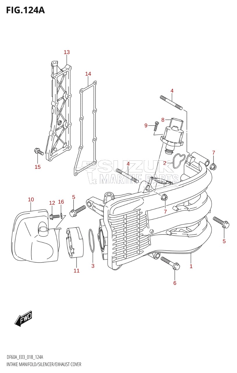 INTAKE MANIFOLD / SILENCER / EXHAUST COVER (DF40A)