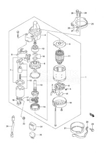 Outboard DF 25 V-Twin drawing Starting Motor