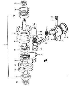 DT25 From 02502-001001 ()  1988 drawing CRANKSHAFT