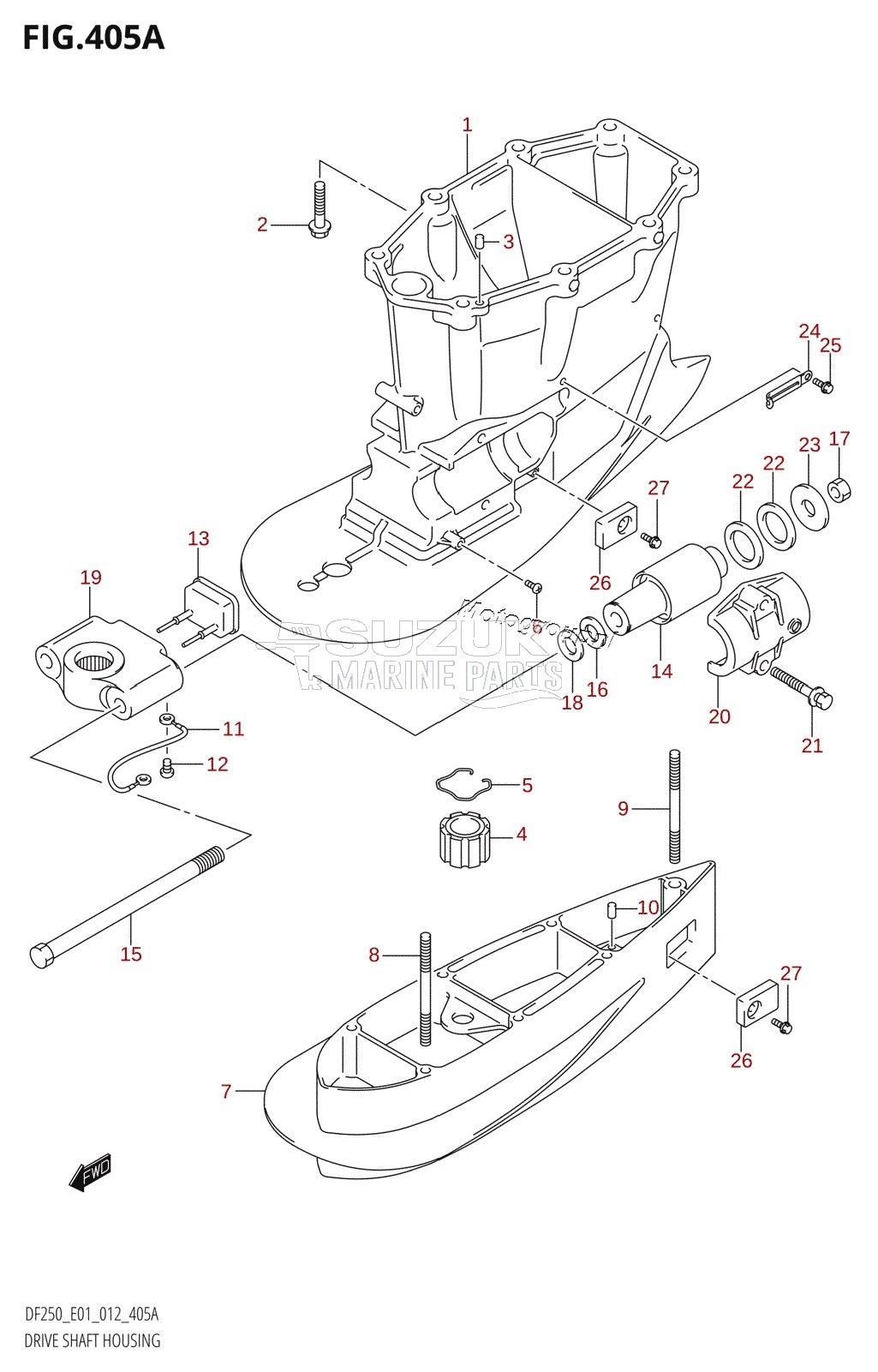 DRIVE SHAFT HOUSING (DF200T:E01:(X-TRANSOM,XX-TRANSOM))