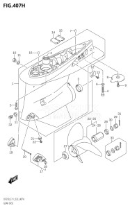 22503Z-040001 (2020) 225hp E01 E03 E40-Gen. Export 1 - USA (DF225Z) DF225Z drawing GEAR CASE (DF250ST:023)