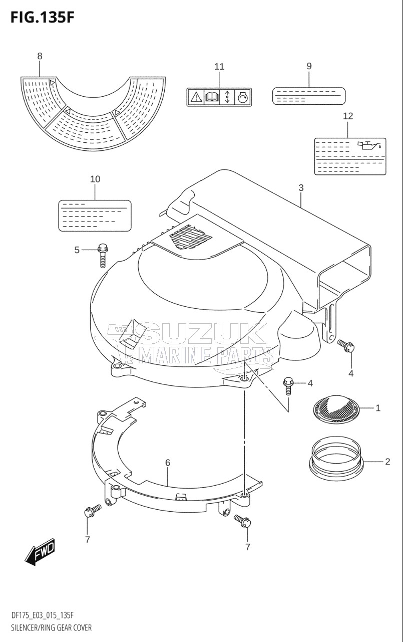 SILENCER / RING GEAR COVER (DF175TG:E03)