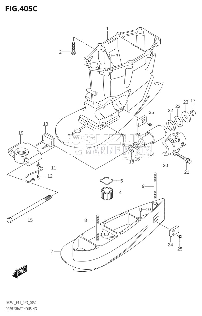 DRIVE SHAFT HOUSING ((DF250T,DF250Z,DF225T,DF225Z,DF200T,DF200Z):XX-TRANSOM)