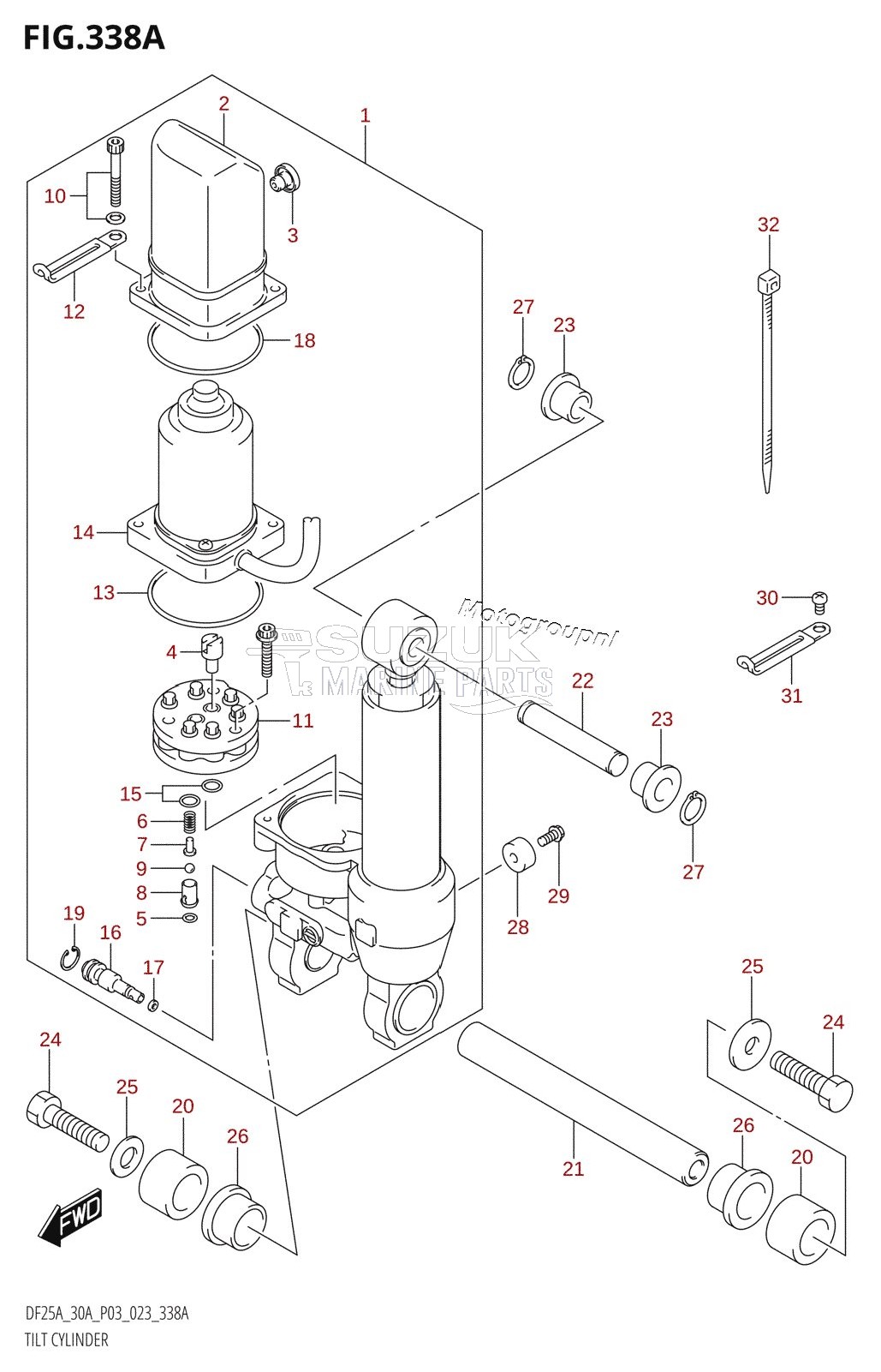 TILT CYLINDER (DF25AT,DF25ATH,DF30AT,DF30ATH)