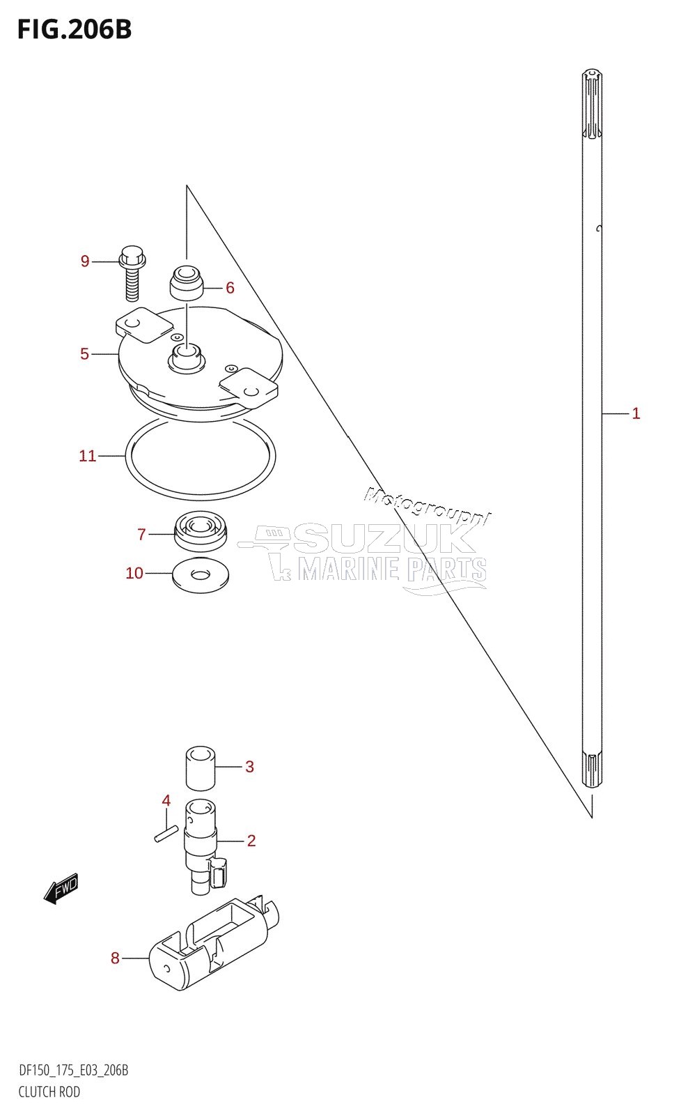 CLUTCH ROD (DF150Z,DF175Z)