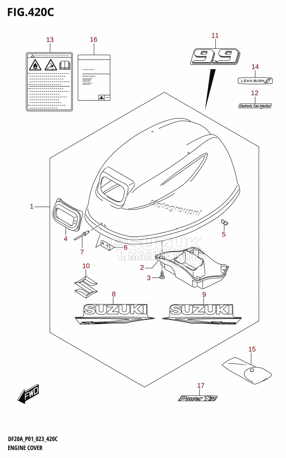 ENGINE COVER ((DF9.9B,DF9.9BR,DF9.9BT):021)