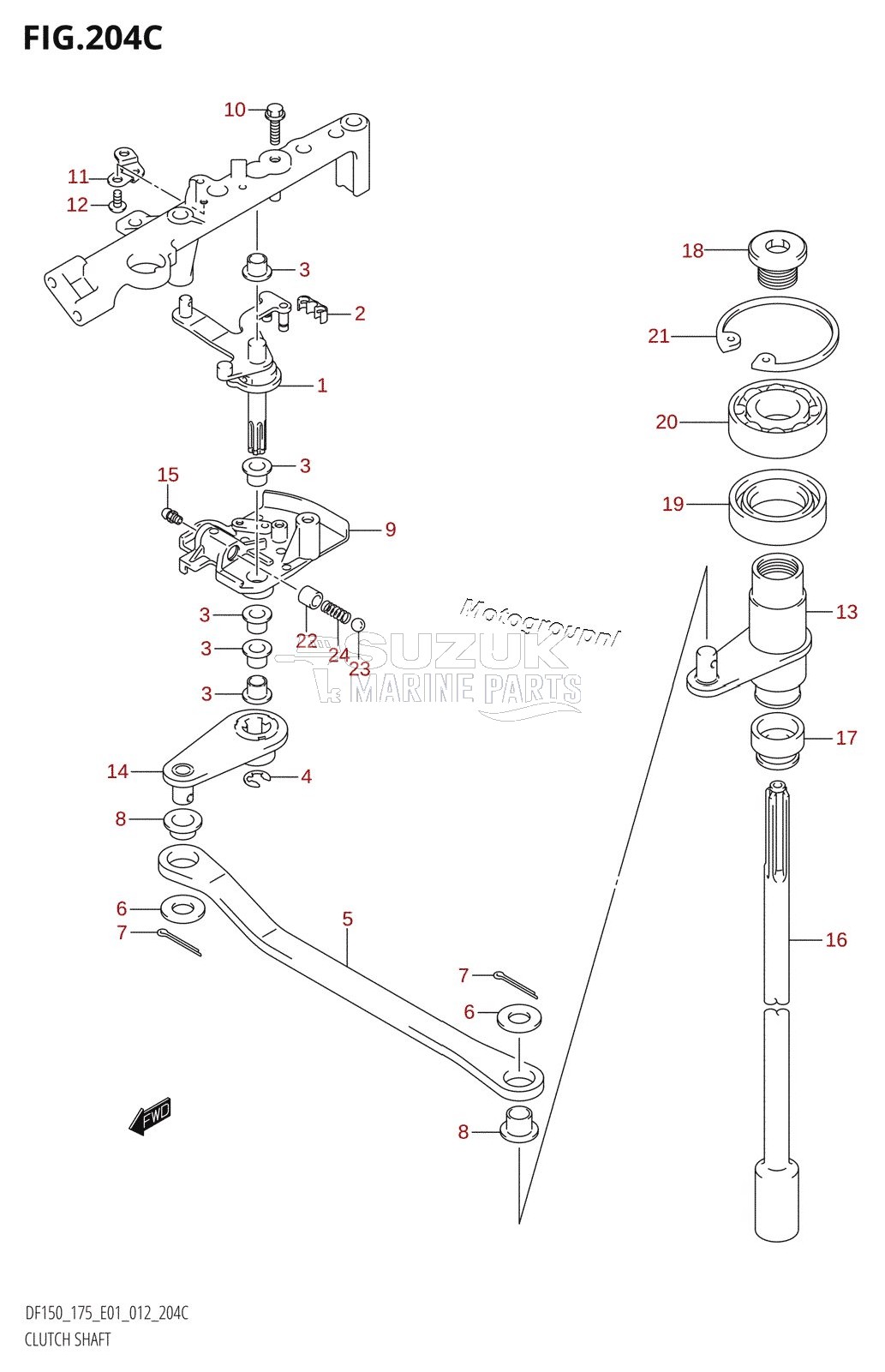 CLUTCH SHAFT (DF150Z:E01)