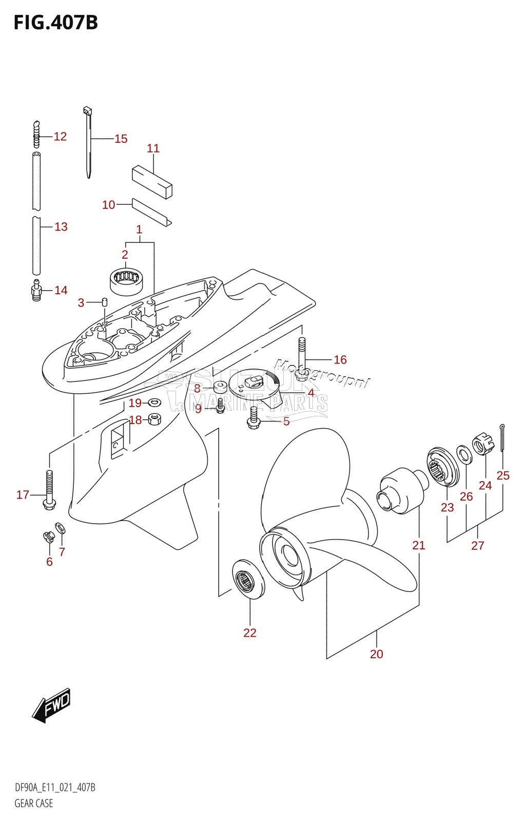 GEAR CASE ((DF70A,DF70ATH,DF80A:E01,DF90A,DF90ATH,DF100B):021)