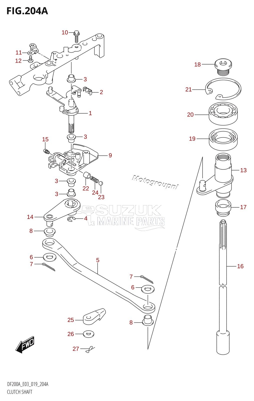 CLUTCH SHAFT (DF200AT,DF200AST,DF175AT,DF150AT)