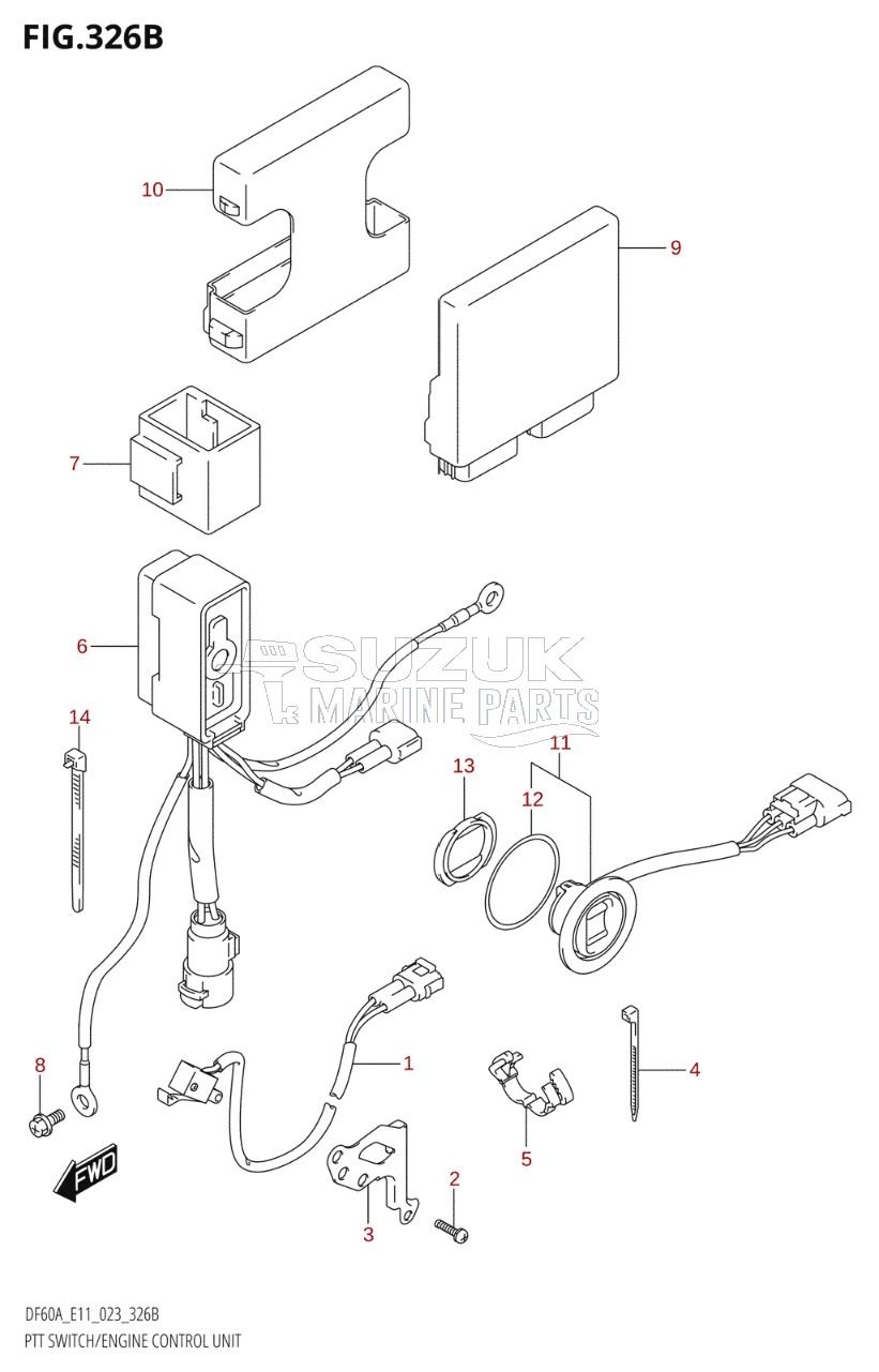 PTT SWITCH / ENGINE CONTROL UNIT ((DF40A,DF40ATH,DF40AST,DF50A,DF50ATH,DF60A,DF60ATH,DF50AVT,DF60AVT,DF40ASVT,DF60AVTH):023)