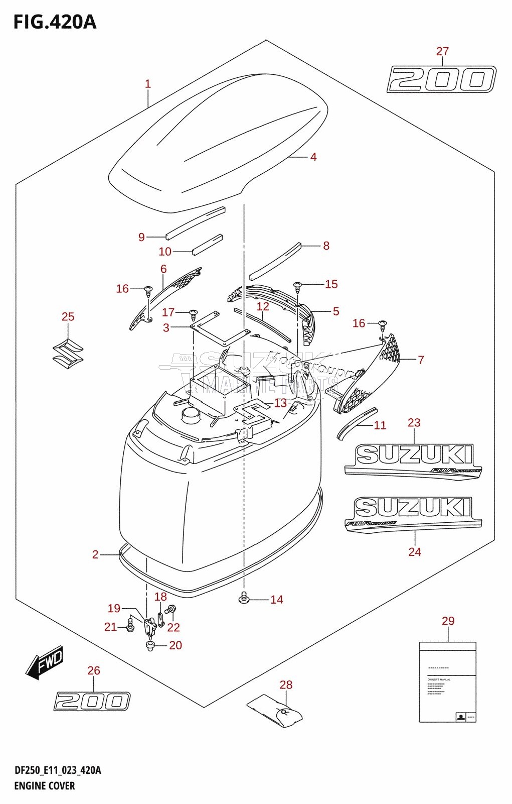 ENGINE COVER ((DF200T,DF200Z):020)