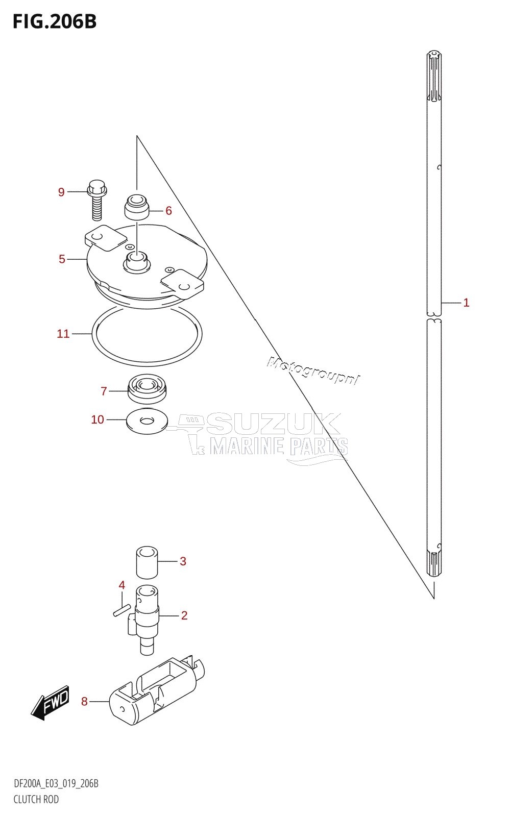 CLUTCH ROD (DF200AZ,DF175AZ,DF150AZ)