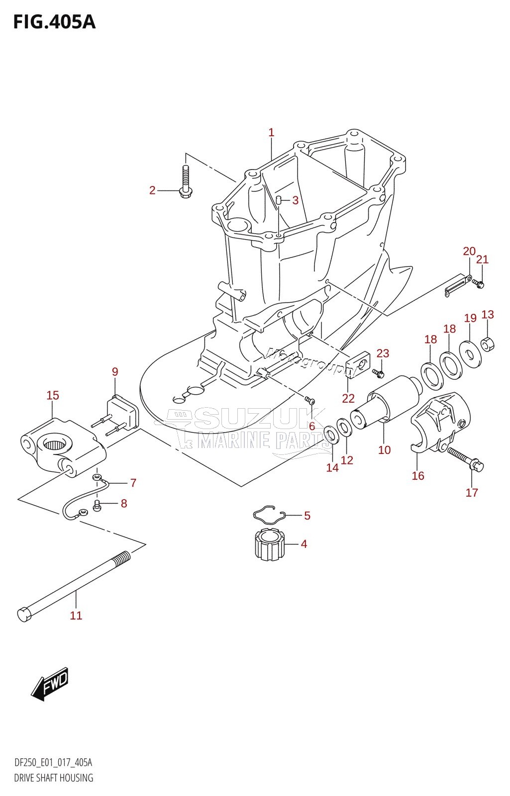 DRIVE SHAFT HOUSING (DF200T:E40:X-TRANSOM)