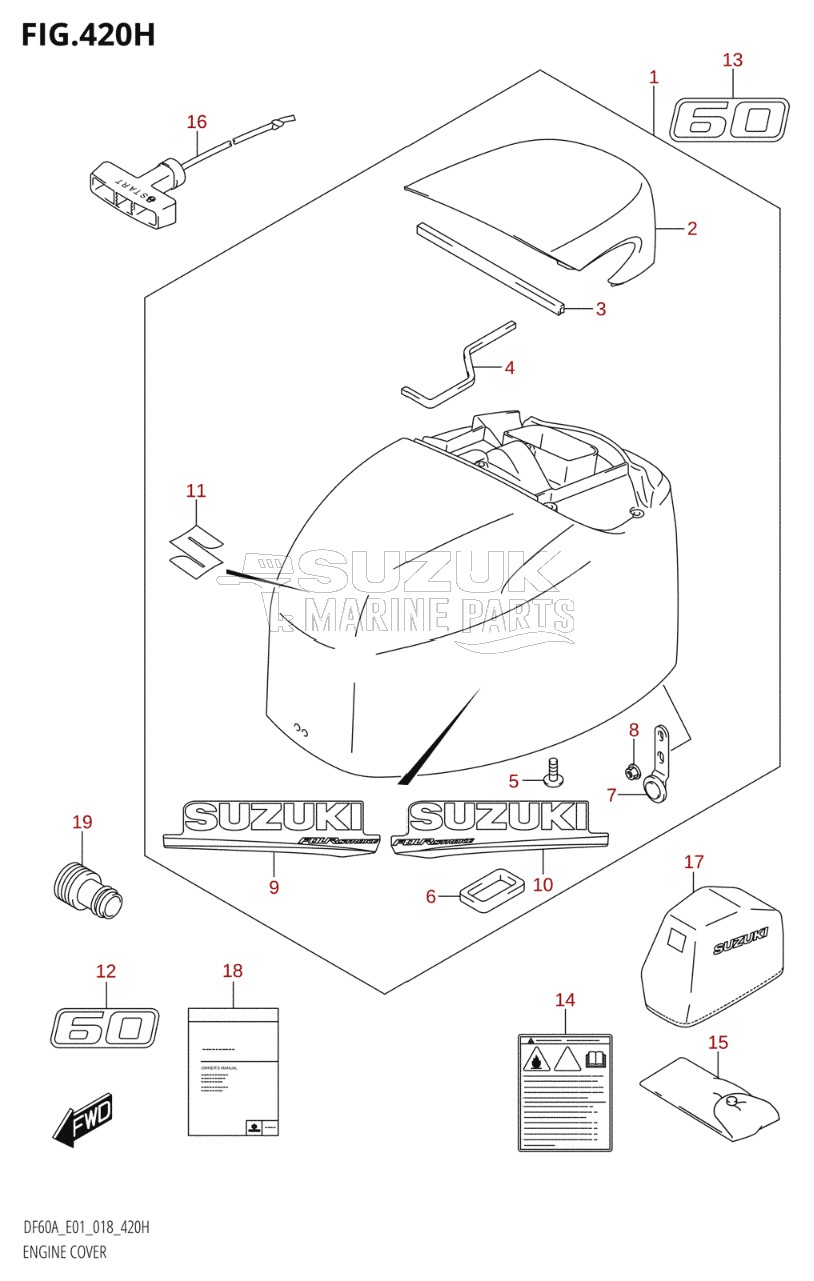 ENGINE COVER (DF60AQH:E01,DF60ATH:E01,DF60AVT:E01,DF60AVTH:E01)