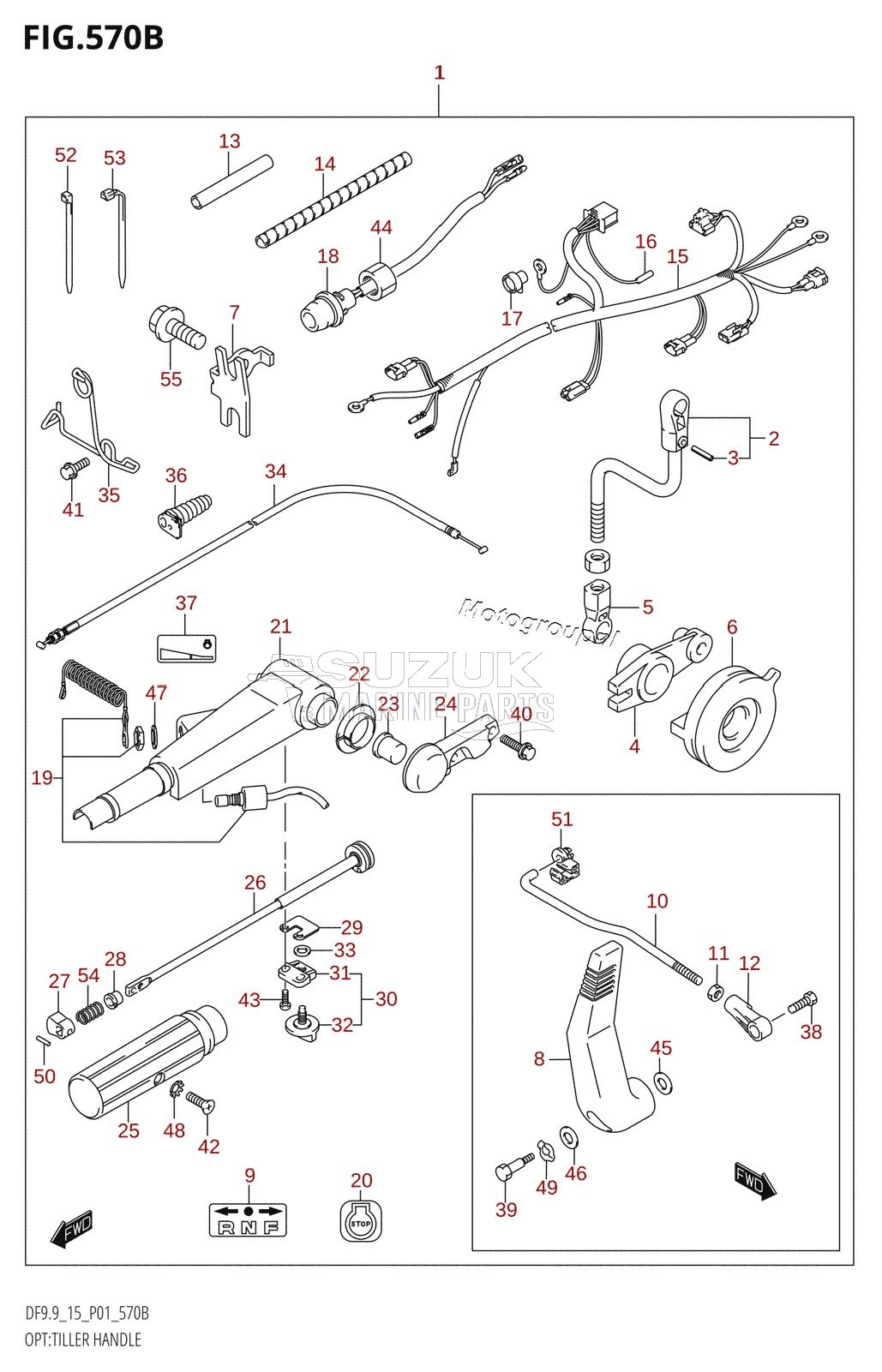 OPT:TILLER HANDLE (K5,K6,K7,K8,K9,K10,011)