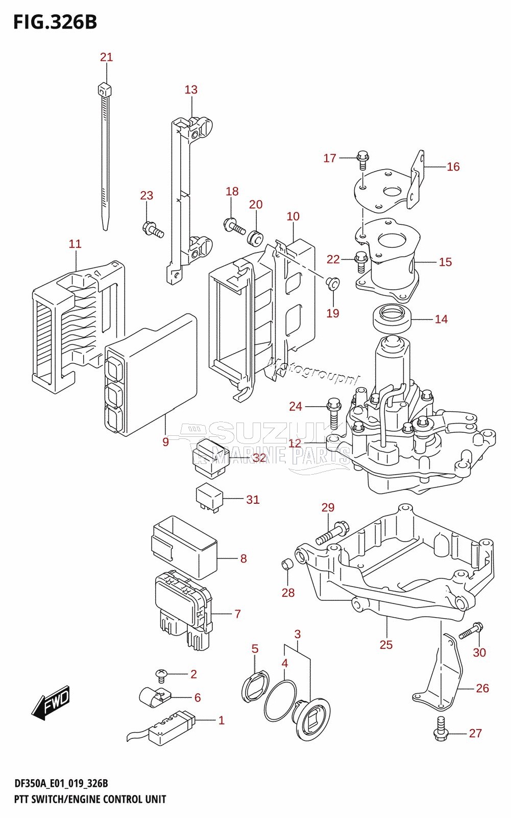 PTT SWITCH /​ ENGINE CONTROL UNIT (DF325A:E01)