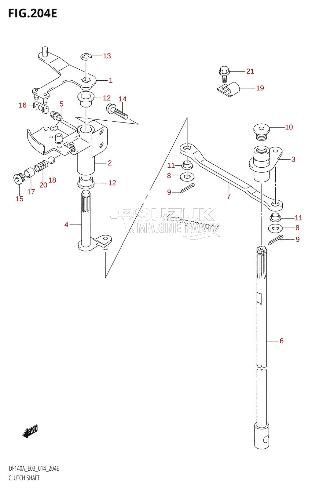 CLUTCH SHAFT (DF140AZ:E03)