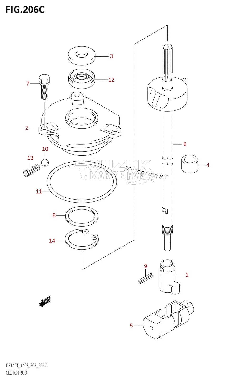 CLUTCH ROD (DF140Z:(K2,K3,K4,K5,K6))