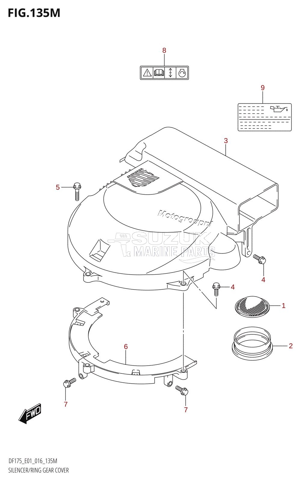 SILENCER /​ RING GEAR COVER (DF175TG:E40)