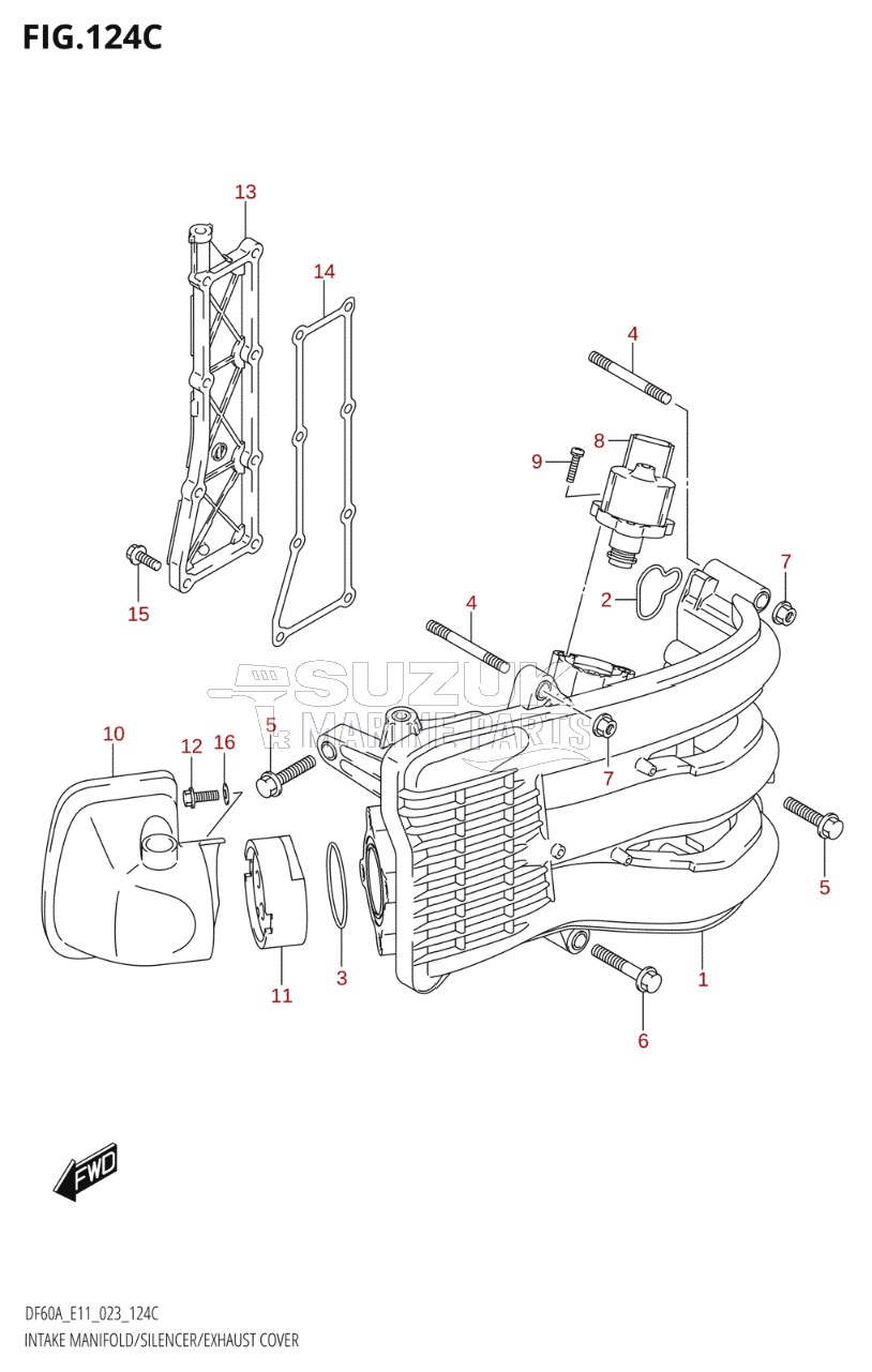 INTAKE MANIFOLD / SILENCER / EXHAUST COVER ((DF40AST,DF60A,DF60AQH,DF60ATH,DF60AVT,DF40ASVT,DF60AVTH):(020,021))