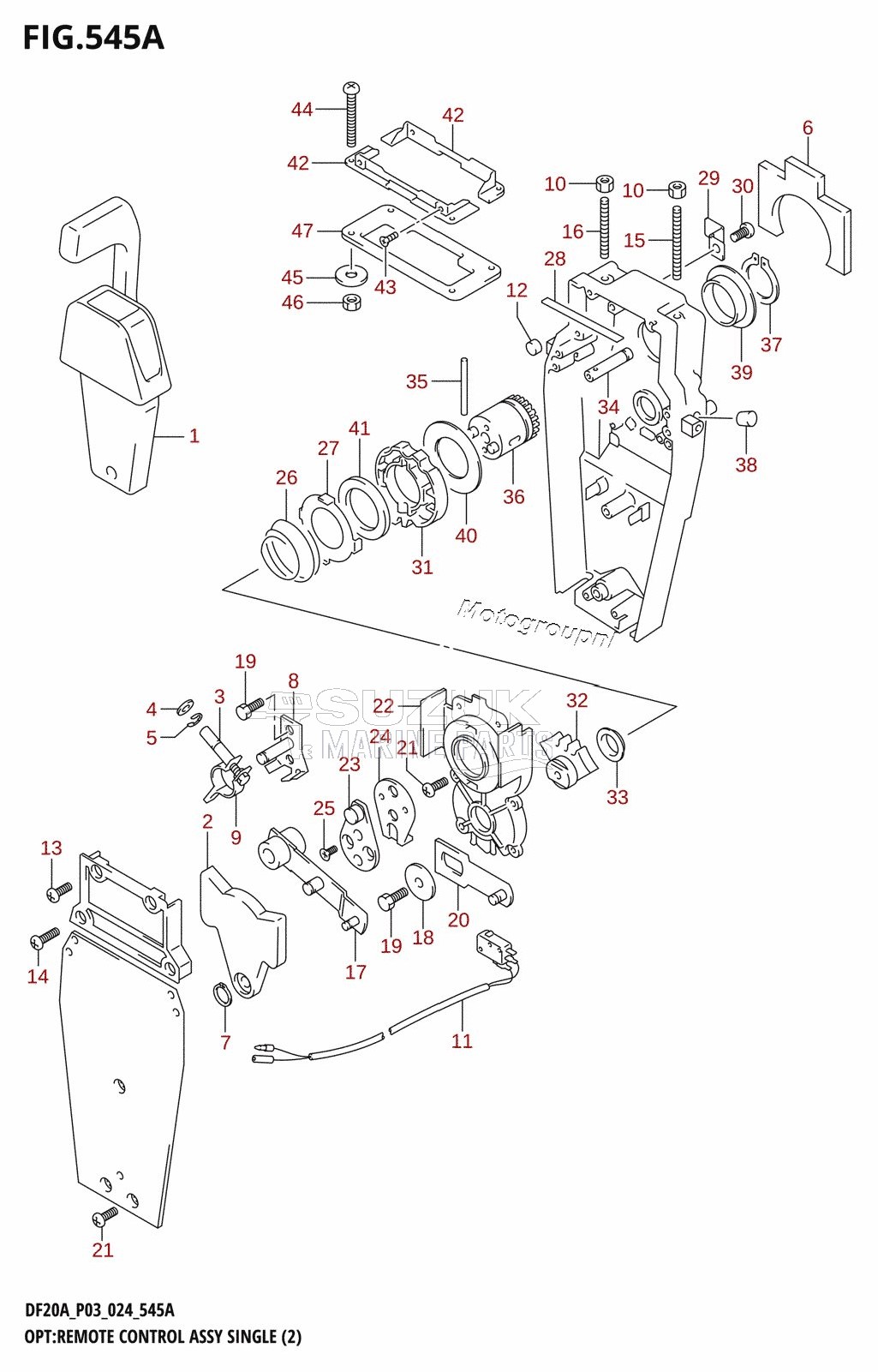 OPT:REMOTE CONTROL ASSY SINGLE (2) (DF9.9B,DF9.9BT,DF15A)