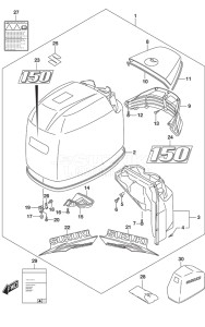 Outboard DF 150 drawing Engine Cover (Black)