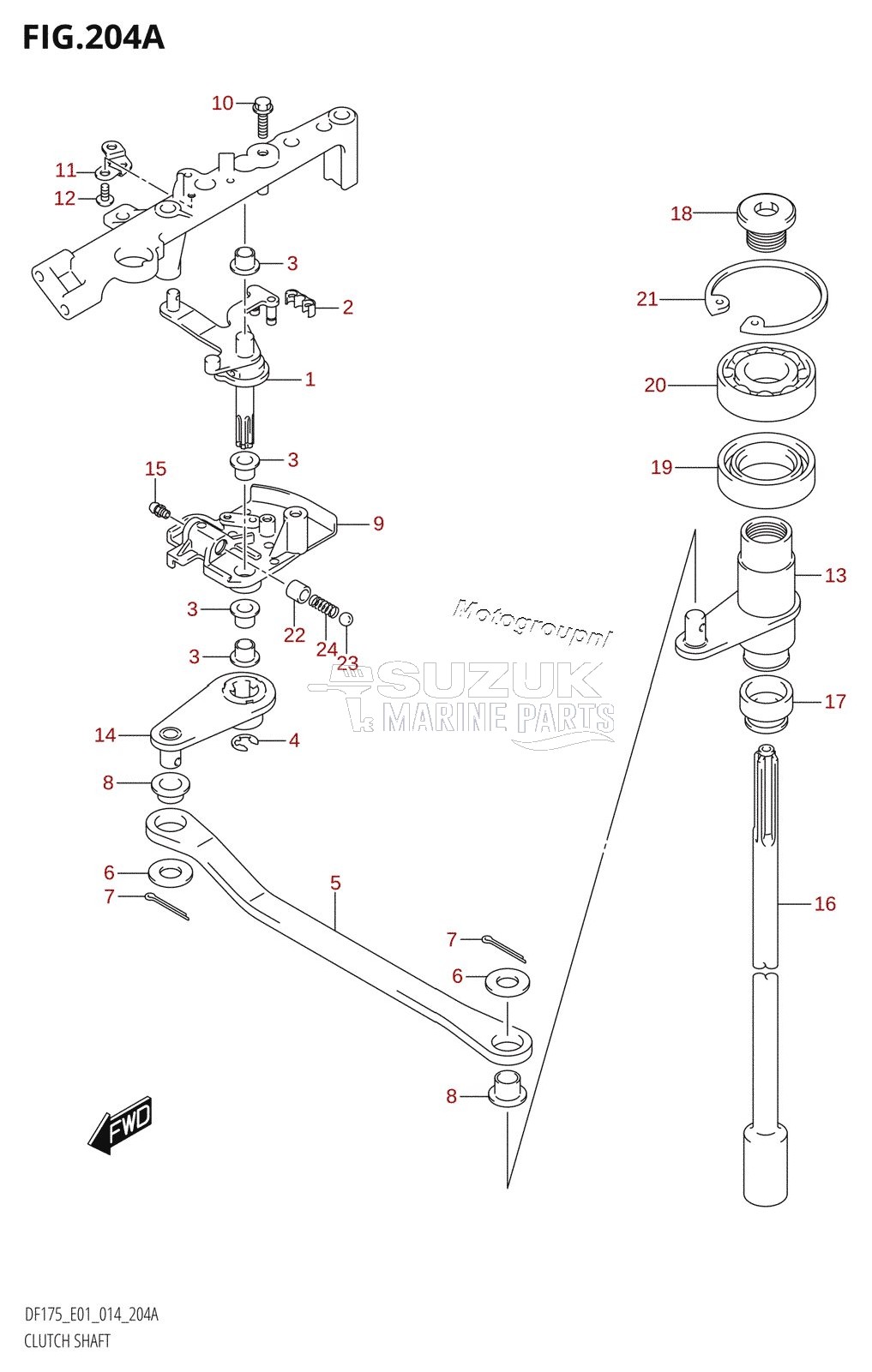 CLUTCH SHAFT (DF150T:E01)